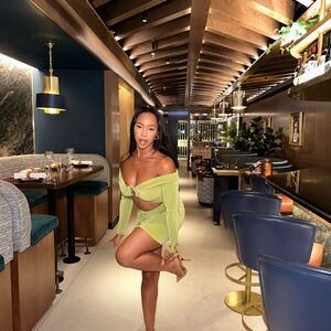 Green Off shoulder Midi Dress _ Oh Polly